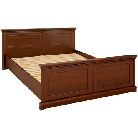 Lit adulte 160x200 cm coloris châtaigne - Longueur 210 x Profondeur 175 x Hauteur 60,5-81,5 cm