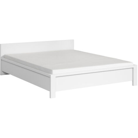 Lit adulte 160x200 coloris Blanc/Blanc Mat - Longueur 206,5 x Largeur 168 x Hauteur 35-60,5 cm