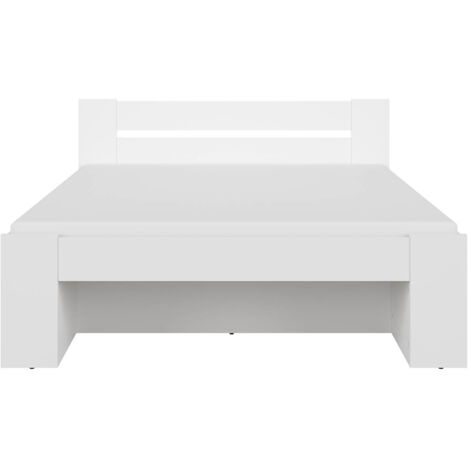 Lit adulte 2 places 160 x 200 cm avec des étagères de rangement et 3 Tiroirs coloris Blanc - Longueur 204,5 x Largeur 165 x Hauteur 47,5-85,5 cm