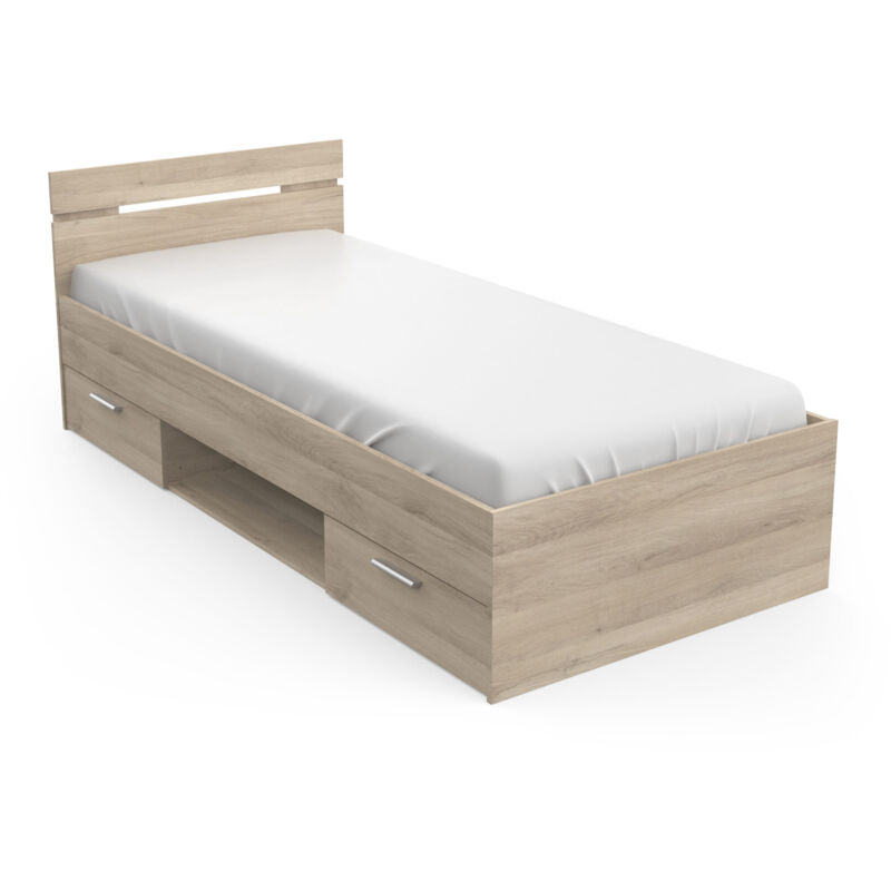 Casa Vital - calicosy - Lit 90X200 cm 2 tiroirs et 1 niche L204,3 cm - michigan