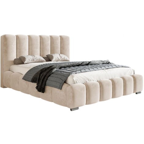EMPORIUS adulte 140x200 Pearl avec sommier - lit double, sommier à lattes - tissu velours, mousse épaisse - Vert (Amor Velvet 4311)