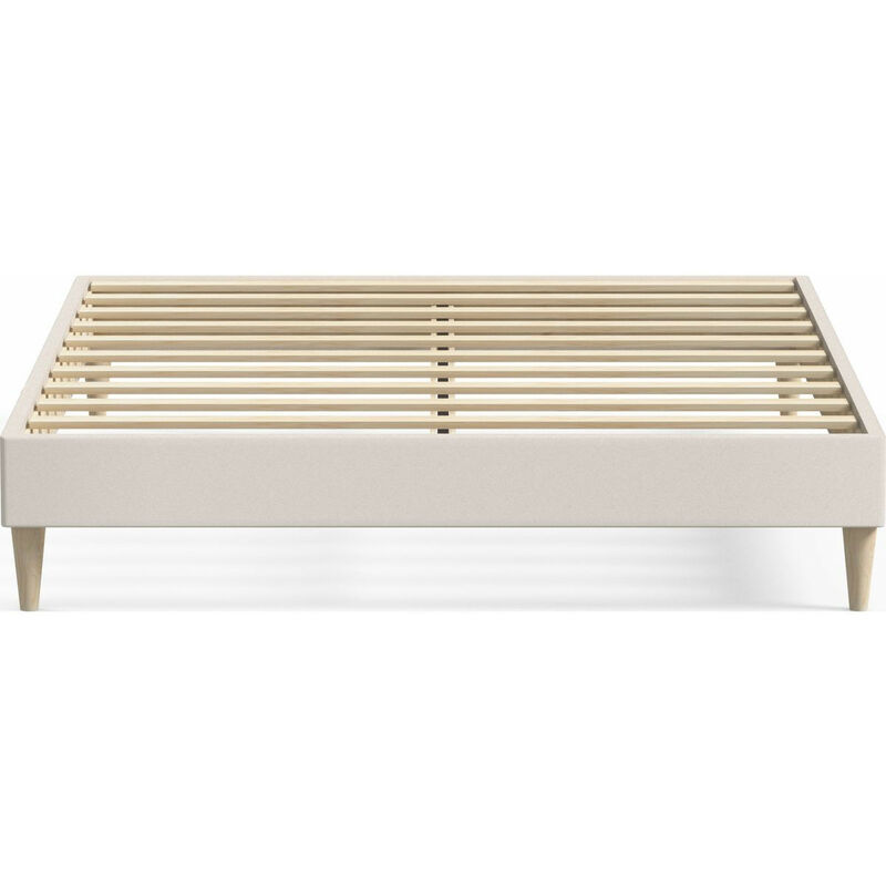 Lit adulte 140x190 cm en velours beige - Dina