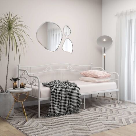 Lit adulte-90x200 cm Blanc Métal PEOR31020 DESIGN IN