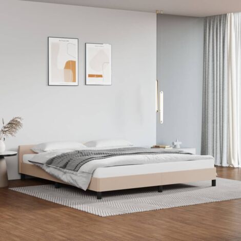 Lit adulte avec tête de lit  Cadre de lit Lit Grand Cappuccino 180x200 cm Similicuir 11845