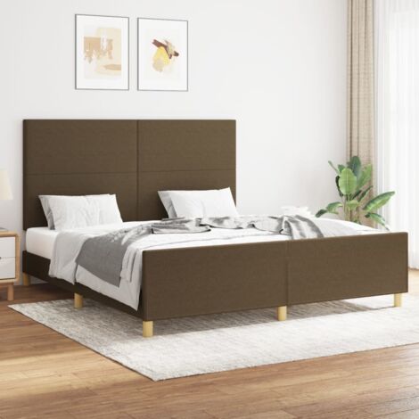 Lit adulte avec tête de lit  Cadre de lit Lit Grand Marron foncé 160x200 cm Tissu 40865