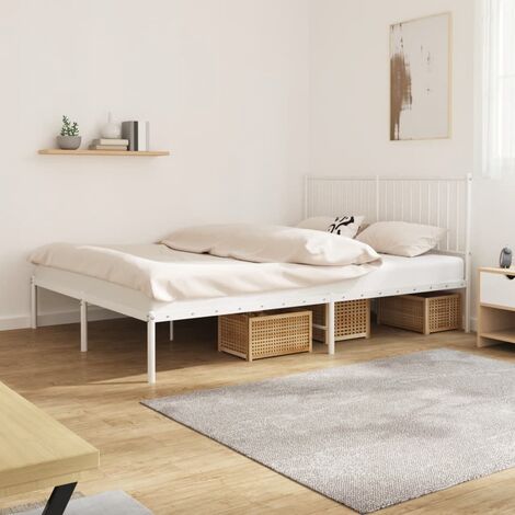 Lit Adulte avec tête de lit magnifique - Cadre de lit métal pour Chambre,Matériau durable blanc 160x200 cm -43840