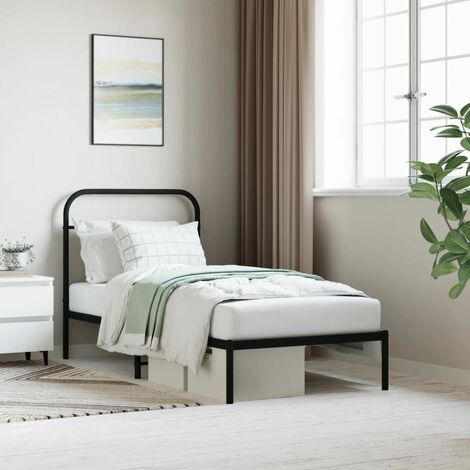 Lit adulte avec tête de lit pour Couchage,Cadre de lit métal noir 90x190 cm -BV33964