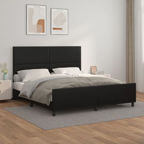 Lit adulte avec tête de lit pour Couchage,Cadre de lit Noir 180x200 cm Similicuir -BV11067