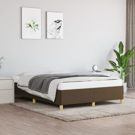 Lit adulte  Cadre de lit  Facile à monter pour Adultes, Adolescents, Enfants Marron foncé 140x200 cm Tissu BNDET1804453