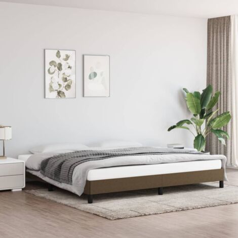 Lit adulte  Cadre de lit  Facile à monter pour Adultes, Adolescents, Enfants Marron foncé 200x200 cm Tissu BNDET9637938