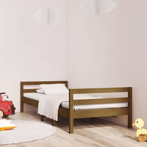 Lit adulte  Cadre de lit  Facile à monter pour Adultes, Adolescents, Enfants Marron miel 75x190 cm Bois de pin massif BNDET4268899