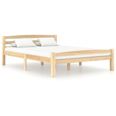 Lit adulte  Cadre de lit Lit Grand Bois de pin massif 140x200 cm FR94144