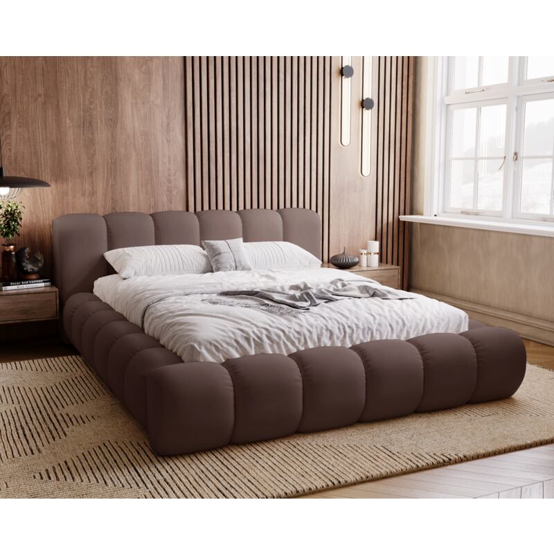 Emporius - Lit adulte 180x200 cloud, Mousse épaisse, Stylé, Design Lit double - Lit avec sommier - Brun (Jupiter 31)