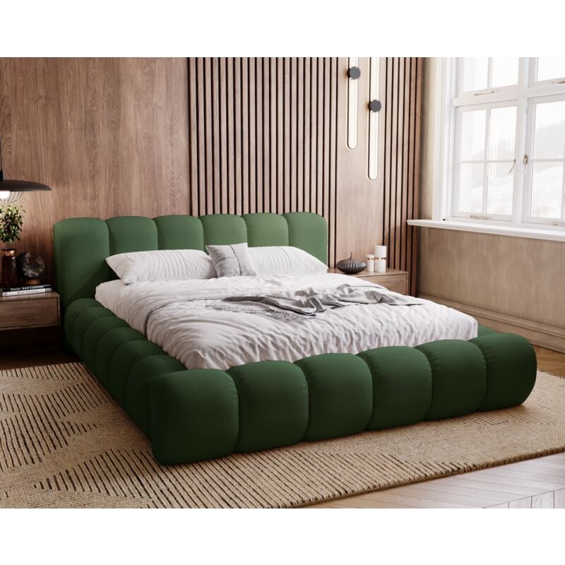 Emporius - Lit adulte 160x200 cloud, Mousse épaisse, Stylé, Design Lit double - Lit avec sommier - Vert (Jupiter 61)