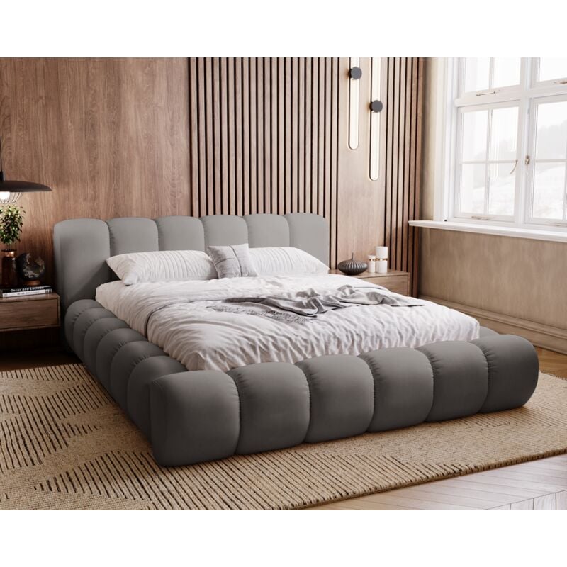 Emporius - Lit adulte 180x200 cloud, Mousse épaisse, Stylé, Design Lit double - Lit avec sommier - Gris foncé (Jupiter 22)