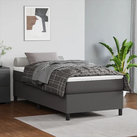 Lit Adulte Confortable - Lit à sommier tapissier avec matelas pour Chambre Gris 90x200 cm Similicuir BV80832