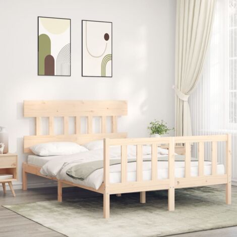 Lit adulte Contemporain avec tête de lit  Cadre de lit 140x200 cm bois massif 25105