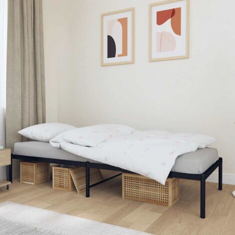 Lit adulte Contemporain avec tête de lit  Cadre de lit métal métal noir 90x190 cm 64361