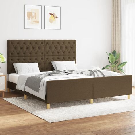 Lit adulte Contemporain  Cadre de lit avec tête de lit Marron foncé 160x200 cm Tissu 95283