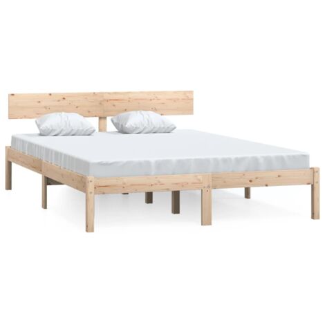 Lit adulte Contemporain  Cadre de lit Bois de pin massif 140x200 cm 40216