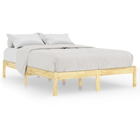Lit adulte Contemporain  Cadre de lit Bois de pin massif 140x200 cm 76021