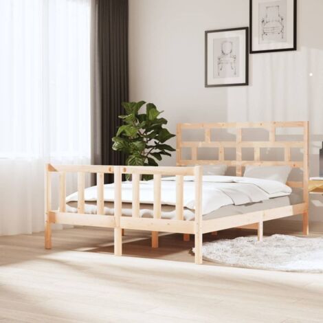 Lit adulte Contemporain  Cadre de lit Bois de pin massif 140x200 cm 87814