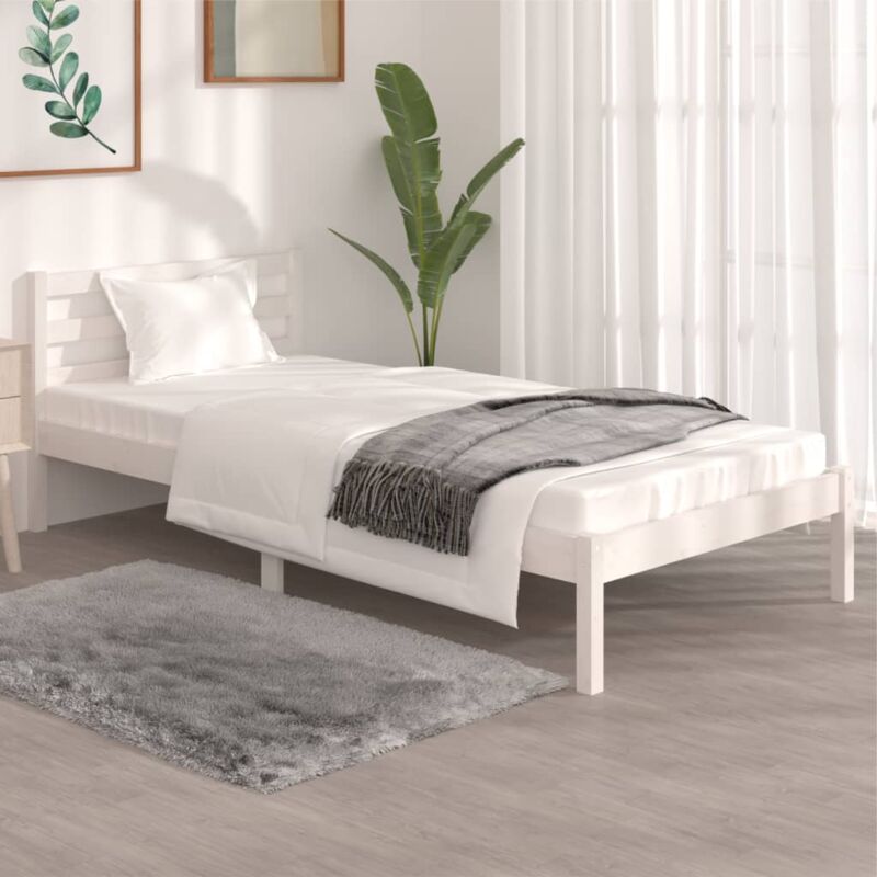 Maison Chic - Lit adulte Contemporain Cadre de lit Bois de pin massif 90x190 cm Blanc simple 20501