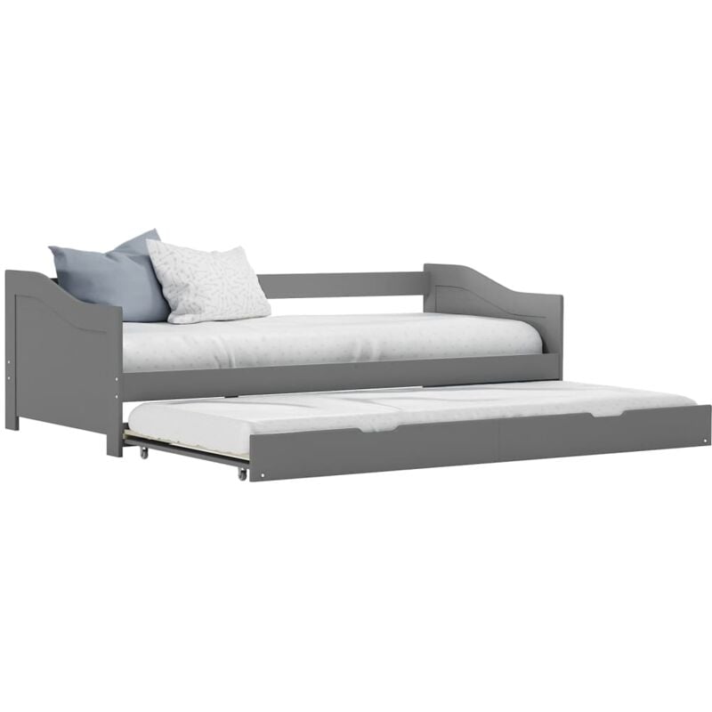 Maison Chic - Lit adulte Contemporain Cadre de lit extensible Gris Bois de pin 90x200 cm 92450