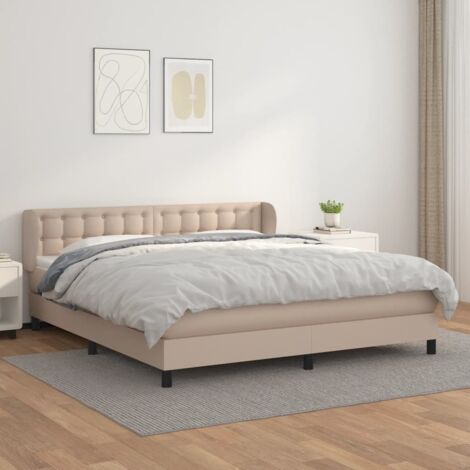 Lit adulte Contemporain  Lit à sommier à sommier tapissier avec matelas Cappuccino 160x200 cm 30058