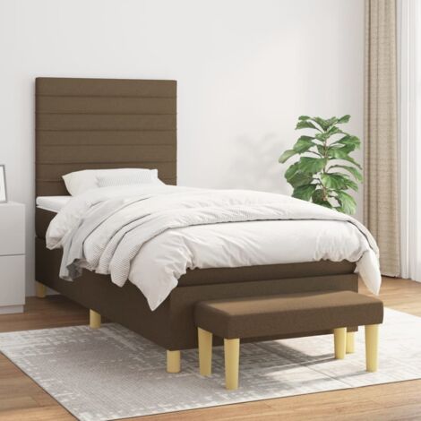 Lit adulte Contemporain  Lit à sommier à sommier tapissier avec matelas Marron foncé 100x200 cm 98024