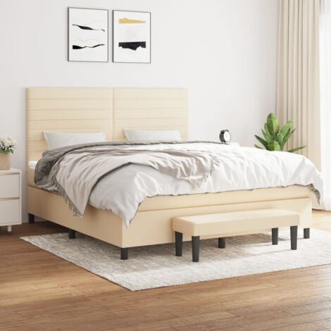 Lit adulte Contemporain  Lit à sommier tapissier avec matelas Crème 160x200 cm Tissu 97800