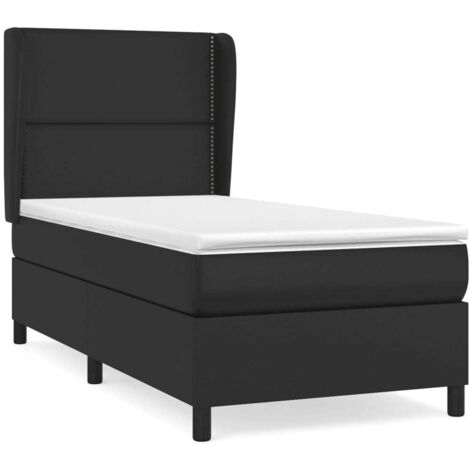 Lit adulte Contemporain  Lit à sommier tapissier avec matelas Noir 90x190 cm Similicuir 88697