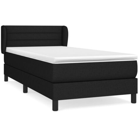 Lit adulte Contemporain  Lit à sommier tapissier avec matelas Noir 90x190 cm Tissu 56799