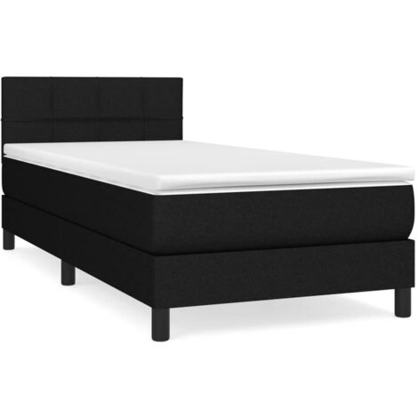 Lit adulte Contemporain  Lit à sommier tapissier avec matelas Noir 90x190 cm Tissu 66481