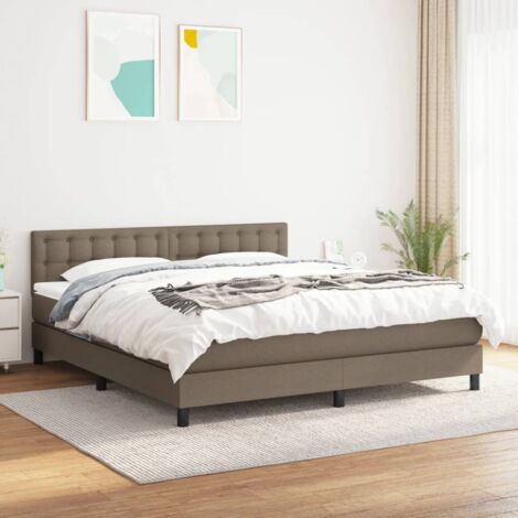 Lit adulte Contemporain  Lit à sommier tapissier avec matelas Taupe 180x200 cm Tissu 31935