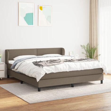 Lit adulte Contemporain  Lit à sommier tapissier avec matelas Taupe 180x200 cm Tissu 55021