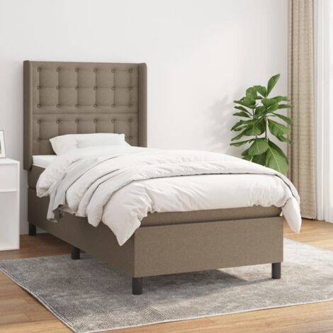 Lit adulte Contemporain  Lit à sommier tapissier avec matelas Taupe 90x190 cm Tissu 74447