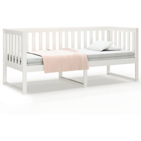 Lit adulte Contemporain  Lit de jour Blanc 75x190 cm Bois de pin massif 43126