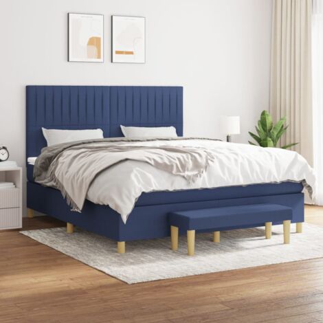 Lit adulte Durable,Lit à sommier Tapissier + Matelas Bleu 180x200 cm Tissu -29765