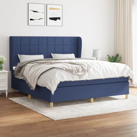 Lit adulte Durable,Lit à sommier Tapissier + Matelas Bleu 180x200 cm Tissu -74544