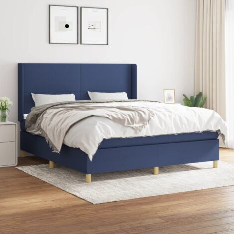 Lit adulte Durable,Lit à sommier Tapissier + Matelas Bleu 180x200 cm Tissu -84864