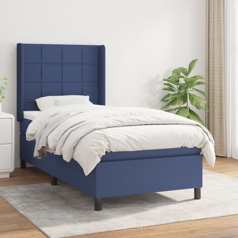 Lit adulte Durable,Lit à sommier Tapissier + Matelas Bleu 90x190 cm Tissu -78640