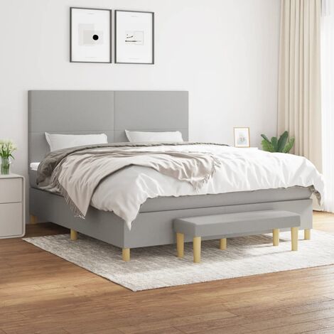 Lit adulte Durable,Lit à sommier Tapissier + Matelas Gris clair 180x200cm Tissu -20096