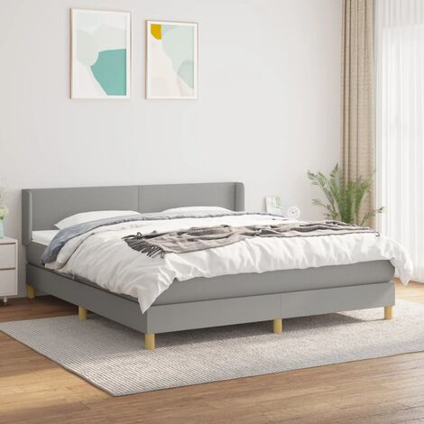 Lit adulte Durable,Lit à sommier Tapissier + Matelas Gris clair 180x200cm Tissu -30420