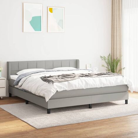Lit adulte Durable,Lit à sommier Tapissier + Matelas Gris clair 180x200cm Tissu -43614