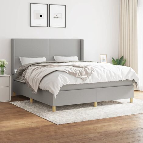 Lit adulte Durable,Lit à sommier Tapissier + Matelas Gris clair 180x200cm Tissu -54700