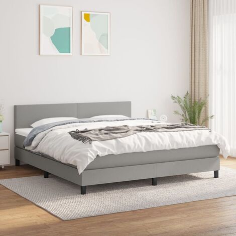 Lit adulte Durable,Lit à sommier Tapissier + Matelas Gris clair 180x200cm Tissu -77534