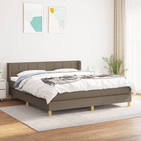 Lit adulte Durable,Lit à sommier Tapissier + Matelas Taupe 180x200 cm Tissu -10414