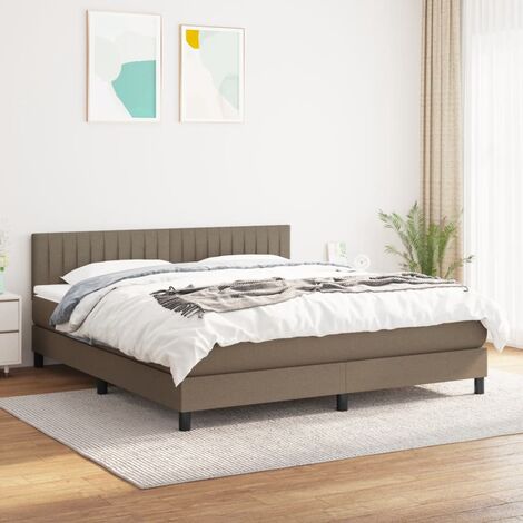 Lit adulte Durable,Lit à sommier Tapissier + Matelas Taupe 180x200 cm Tissu -76223
