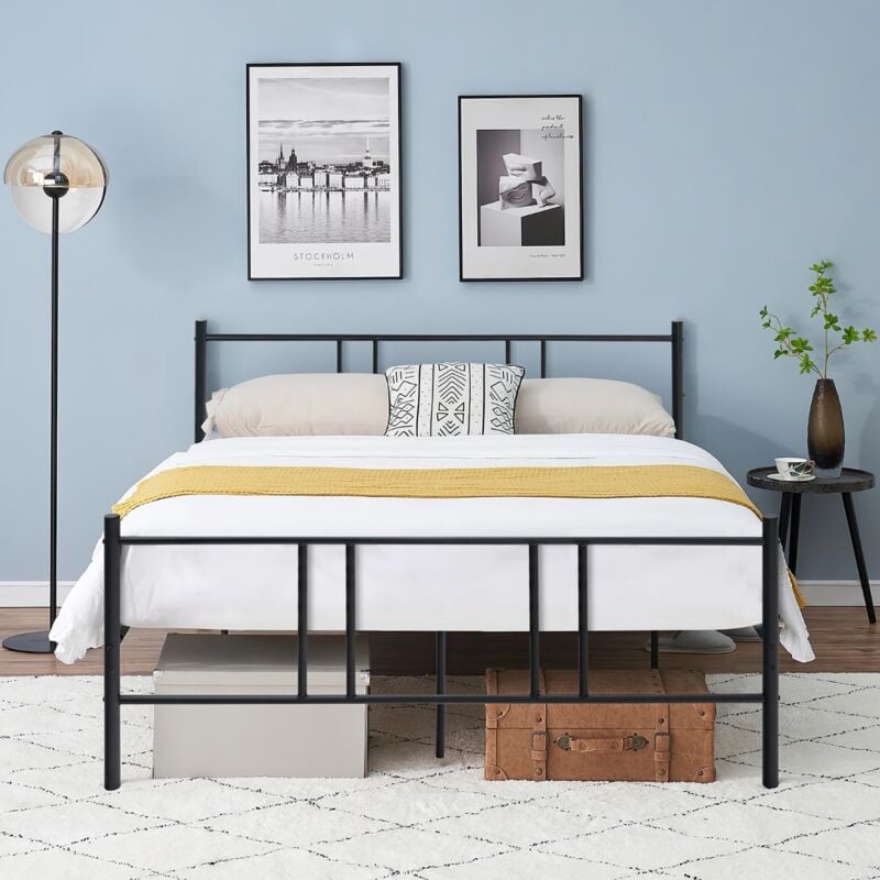 Lit adulte en Métal - 160 x 200 cm - 9 pieds de Support - pas de Sommier Nécessaire - sans Bruit design in